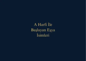 A Harfi İle Başlayan Eşya İsimleri Nelerdir