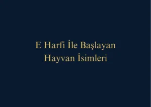 E Harfi İle Başlayan Hayvan İsimleri