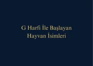 G Harfi İle Başlayan Hayvan İsimleri Nelerdir
