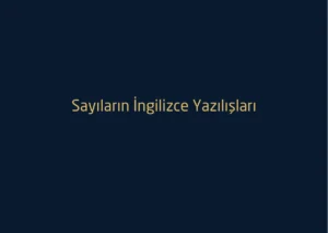 100 E Kadar Sayıların İngilizce Yazılışları
